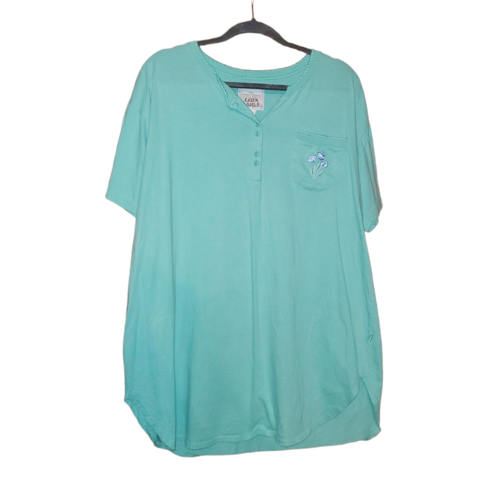 Vintage Earth Angels Floral Embroidered Sleep tee